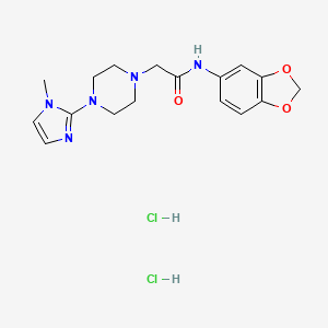 molecular formula C17H23Cl2N5O3 B2675914 N-(benzo[d][1,3]dioxol-5-yl)-2-(4-(1-methyl-1H-imidazol-2-yl)piperazin-1-yl)acetamide dihydrochloride CAS No. 1351616-95-9
