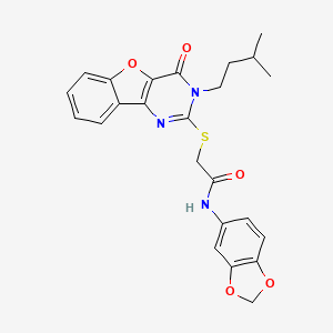 N-(1,3-benzodioxol-5-yl)-2-{[3-(3-methylbutyl)-4-oxo-3,4-dihydro[1]benzofuro[3,2-d]pyrimidin-2-yl]sulfanyl}acetamide