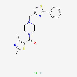 (2,4-Dimethylthiazol-5-yl)(4-((2-phenylthiazol-4-yl)methyl)piperazin-1-yl)methanone hydrochloride