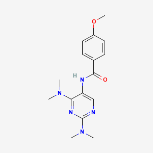 molecular formula C16H21N5O2 B2675938 N-(2,4-bis(dimethylamino)pyrimidin-5-yl)-4-methoxybenzamide CAS No. 1448124-96-6