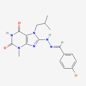 (E)-8-(2-(4-bromobenzylidene)hydrazinyl)-7-isobutyl-3-methyl-1H-purine-2,6(3H,7H)-dione