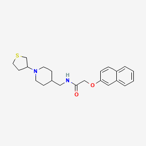 molecular formula C22H28N2O2S B2675956 2-(naphthalen-2-yloxy)-N-((1-(tetrahydrothiophen-3-yl)piperidin-4-yl)methyl)acetamide CAS No. 2034506-71-1