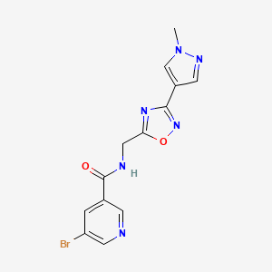 molecular formula C13H11BrN6O2 B2675963 5-bromo-N-((3-(1-methyl-1H-pyrazol-4-yl)-1,2,4-oxadiazol-5-yl)methyl)nicotinamide CAS No. 2034532-84-6