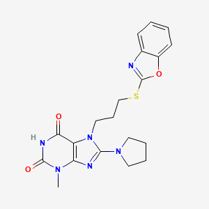 7-[3-(Benzooxazol-2-ylsulfanyl)-propyl]-3-methyl-8-pyrrolidin-1-yl-3,7-dihydro-purine-2,6-dione