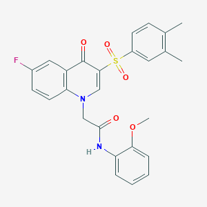2-[3-(3,4-dimethylphenyl)sulfonyl-6-fluoro-4-oxoquinolin-1-yl]-N-(2-methoxyphenyl)acetamide