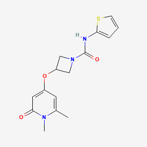 molecular formula C15H17N3O3S B2675976 3-((1,6-二甲基-2-氧-1,2-二氢喹啉-4-基)氧基)-N-(噻吩-2-基)氮杂环丁烷-1-甲酰胺 CAS No. 1903144-33-1