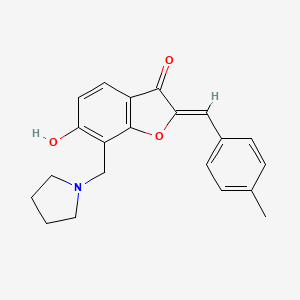 molecular formula C21H21NO3 B2675996 (Z)-6-hydroxy-2-(4-methylbenzylidene)-7-(pyrrolidin-1-ylmethyl)benzofuran-3(2H)-one CAS No. 887214-12-2