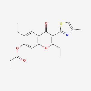 molecular formula C20H21NO4S B2676014 2,6-二乙基-3-(4-甲基噻唑-2-基)-4-氧代-4H-香豆素-7-基丙酸酯 CAS No. 315237-70-8