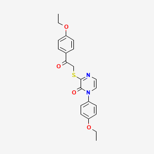 molecular formula C22H22N2O4S B2676022 1-(4-ethoxyphenyl)-3-((2-(4-ethoxyphenyl)-2-oxoethyl)thio)pyrazin-2(1H)-one CAS No. 1115312-43-0