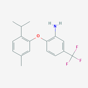 molecular formula C17H20F3NO5S B2676028 2-(2-异丙基-5-甲基苯氧基)-5-(三氟甲基)苯胺 CAS No. 946682-74-2