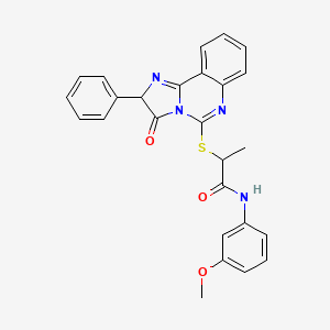 molecular formula C26H22N4O3S B2676035 N-(3-甲氧苯基)-2-((3-氧代-2-苯基-2,3-二氢咪唑[1,2-c]喹唑啉-5-基)硫)丙酰胺 CAS No. 1184995-21-8