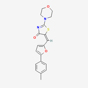 molecular formula C19H18N2O3S B2676043 (E)-2-吗啉基-5-((5-(对甲苯基)呋喃-2-基)甲亚硫酰-4(5H)-酮 CAS No. 326617-64-5