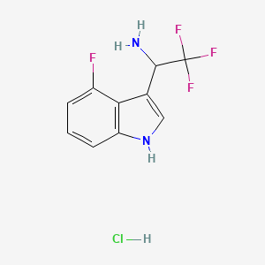 molecular formula C10H9ClF4N2 B2676049 2,2,2-三氟-1-(4-氟-1H-吲哚-3-基)乙基胺盐酸盐 CAS No. 1909306-15-5