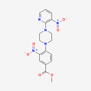 molecular formula C17H17N5O6 B2676057 Methyl 3-nitro-4-[4-(3-nitropyridin-2-yl)piperazin-1-yl]benzoate CAS No. 478246-52-5