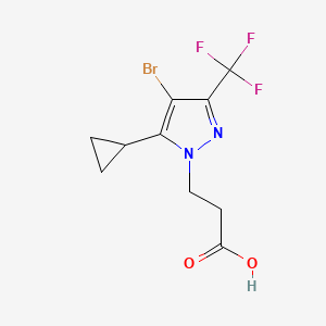 molecular formula C10H10BrF3N2O2 B2676069 3-[4-溴-5-环丙基-3-(三氟甲基)-1H-吡唑-1-基]丙酸 CAS No. 1001518-96-2