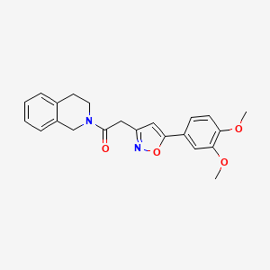 molecular formula C22H22N2O4 B2676074 1-(3,4-dihydroisoquinolin-2(1H)-yl)-2-(5-(3,4-dimethoxyphenyl)isoxazol-3-yl)ethanone CAS No. 953157-94-3