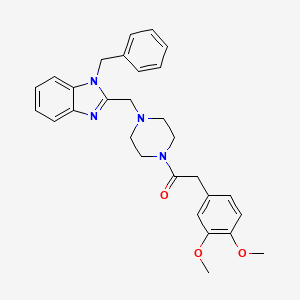 molecular formula C29H32N4O3 B2676077 1-(4-((1-benzyl-1H-benzo[d]imidazol-2-yl)methyl)piperazin-1-yl)-2-(3,4-dimethoxyphenyl)ethanone CAS No. 1172417-69-4