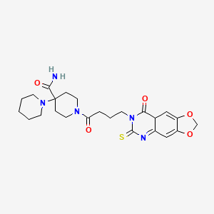 molecular formula C24H31N5O5S B2676079 1'-(4-{8-oxo-6-sulfanylidene-2H,5H,6H,7H,8H-[1,3]dioxolo[4,5-g]quinazolin-7-yl}butanoyl)-[1,4'-bipiperidine]-4'-carboxamide CAS No. 688054-42-4