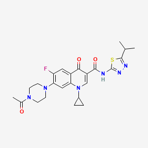 molecular formula C24H27FN6O3S B2676080 7-(4-acetylpiperazin-1-yl)-1-cyclopropyl-6-fluoro-N-(5-isopropyl-1,3,4-thiadiazol-2-yl)-4-oxo-1,4-dihydroquinoline-3-carboxamide CAS No. 951948-80-4