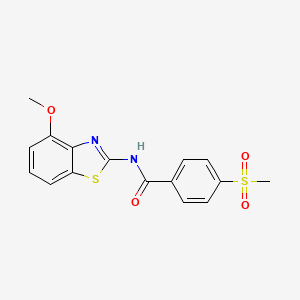molecular formula C16H14N2O4S2 B2676086 N-(4-甲氧基苯并噻唑-2-基)-4-(甲磺酰)苯甲酰胺 CAS No. 896336-02-0