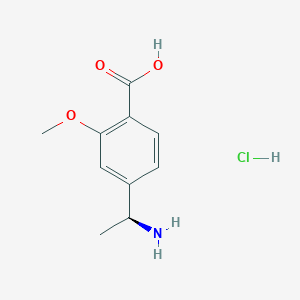 molecular formula C10H14ClNO3 B2676088 (S)-4-(1-Aminoethyl)-2-methoxybenzoic acid hydrochloride CAS No. 2216747-15-6
