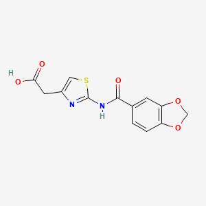 molecular formula C13H10N2O5S B2676090 2-(2-(苯并[d][1,3]二噁英-5-羧酰胺基)噻唑-4-基)乙酸 CAS No. 926257-34-3