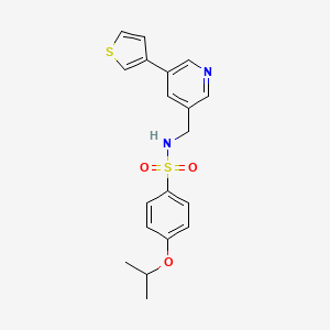 molecular formula C19H20N2O3S2 B2676094 4-isopropoxy-N-((5-(thiophen-3-yl)pyridin-3-yl)methyl)benzenesulfonamide CAS No. 1795305-47-3
