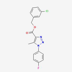 molecular formula C17H13ClFN3O2 B2676095 3-chlorobenzyl 1-(4-fluorophenyl)-5-methyl-1H-1,2,3-triazole-4-carboxylate CAS No. 946253-21-0