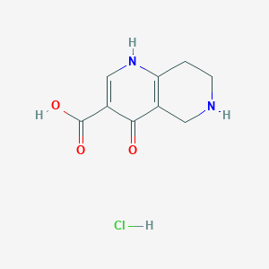 molecular formula C9H11ClN2O3 B2676117 4-羟基-5,6,7,8-四氢-1,6-萘啶-3-羧酸盐酸盐 CAS No. 2219369-14-7