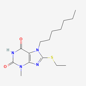 molecular formula C15H24N4O2S B2676121 8-(乙硫基)-7-庚基-3-甲基-1H-嘌呤-2,6(3H,7H)-二酮 CAS No. 324539-39-1