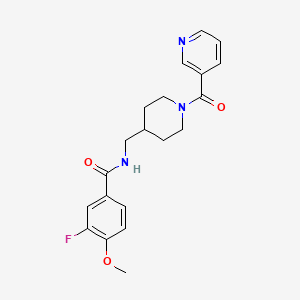 molecular formula C20H22FN3O3 B2676140 3-fluoro-4-methoxy-N-((1-nicotinoylpiperidin-4-yl)methyl)benzamide CAS No. 1797296-17-3
