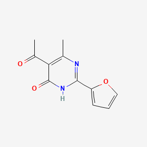 molecular formula C11H10N2O3 B2676142 1-(2-(Furan-2-yl)-4-hydroxy-6-methylpyrimidin-5-yl)ethan-1-one CAS No. 930396-01-3