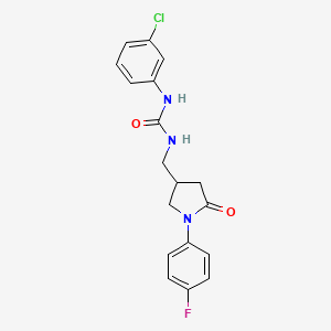 1-(3-Chlorophenyl)-3-((1-(4-fluorophenyl)-5-oxopyrrolidin-3-yl)methyl)urea