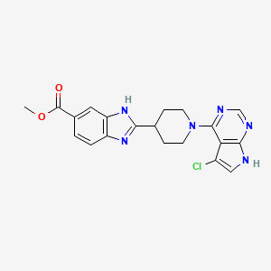 molecular formula C20H19ClN6O2 B2676175 1H-苯并咪唑并[6-羧酸酯, 2-[1-(5-氯-7H-吡咯并[2,3-d]嘧啶-4-基)-4-哌啶基]-, 甲酯 CAS No. 2097938-51-5