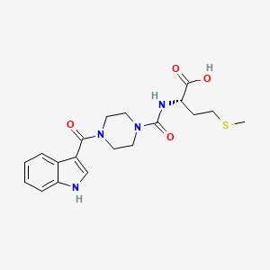 molecular formula C19H24N4O4S B2676178 N-{[4-(1H-indol-3-ylcarbonyl)piperazin-1-yl]carbonyl}-L-methionine CAS No. 1013753-74-6