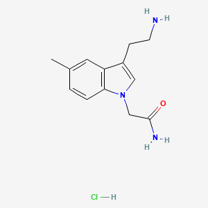 molecular formula C13H18ClN3O B2676183 2-[3-(2-Aminoethyl)-5-methylindol-1-yl]acetamide;hydrochloride CAS No. 2580214-04-4
