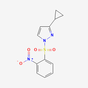 molecular formula C12H11N3O4S B2676191 3-环丙基-1-[(2-硝基苯基)磺酰基]-1H-吡唑 CAS No. 957002-73-2