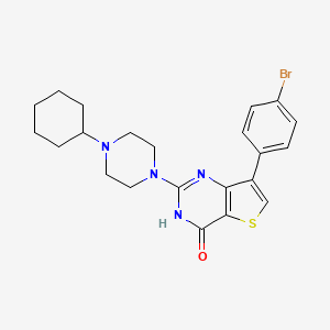 molecular formula C22H25BrN4OS B2676194 7-(4-bromophenyl)-2-(4-cyclohexylpiperazin-1-yl)thieno[3,2-d]pyrimidin-4(3H)-one CAS No. 1242868-26-3