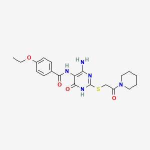 N-(4-amino-6-oxo-2-((2-oxo-2-(piperidin-1-yl)ethyl)thio)-1,6-dihydropyrimidin-5-yl)-4-ethoxybenzamide
