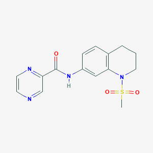 molecular formula C15H16N4O3S B2676213 N-(1-(methylsulfonyl)-1,2,3,4-tetrahydroquinolin-7-yl)pyrazine-2-carboxamide CAS No. 1207003-38-0