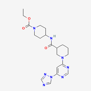ethyl 4-(1-(6-(1H-1,2,4-triazol-1-yl)pyrimidin-4-yl)piperidine-3-carboxamido)piperidine-1-carboxylate
