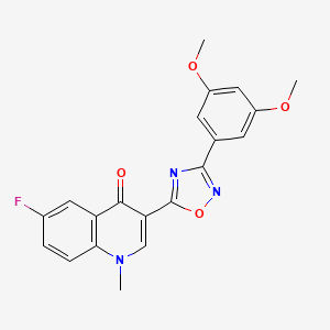 molecular formula C20H16FN3O4 B2676234 3-(3-(3,5-dimethoxyphenyl)-1,2,4-oxadiazol-5-yl)-6-fluoro-1-methylquinolin-4(1H)-one CAS No. 1081119-94-9
