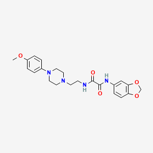 molecular formula C22H26N4O5 B2676239 N1-(benzo[d][1,3]dioxol-5-yl)-N2-(2-(4-(4-methoxyphenyl)piperazin-1-yl)ethyl)oxalamide CAS No. 1049570-94-6