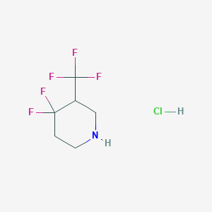molecular formula C6H9ClF5N B2676241 4,4-Difluoro-3-(trifluoromethyl)piperidine;hydrochloride CAS No. 2241128-73-2