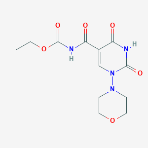 molecular formula C12H16N4O6 B2676244 ethyl N-[(1-morpholino-2,4-dioxo-1,2,3,4-tetrahydro-5-pyrimidinyl)carbonyl]carbamate CAS No. 320420-07-3
