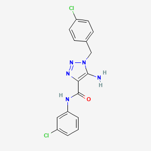 molecular formula C16H13Cl2N5O B2676248 5-amino-N-(3-chlorophenyl)-1-[(4-chlorophenyl)methyl]triazole-4-carboxamide CAS No. 899972-87-3