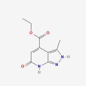 molecular formula C10H11N3O3 B2676260 ethyl 3-methyl-6-oxo-6,7-dihydro-1H-pyrazolo[3,4-b]pyridine-4-carboxylate CAS No. 1018166-61-4