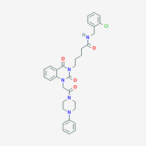 molecular formula C32H34ClN5O4 B2676282 N-(2-chlorobenzyl)-5-(2,4-dioxo-1-(2-oxo-2-(4-phenylpiperazin-1-yl)ethyl)-1,2-dihydroquinazolin-3(4H)-yl)pentanamide CAS No. 865655-65-8