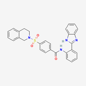 molecular formula C29H24N4O3S B2676288 N-(2-(1H-benzo[d]imidazol-2-yl)phenyl)-4-((3,4-dihydroisoquinolin-2(1H)-yl)sulfonyl)benzamide CAS No. 684231-90-1