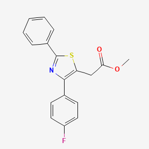 molecular formula C18H14FNO2S B2676295 Methyl 2-[4-(4-fluorophenyl)-2-phenyl-1,3-thiazol-5-yl]acetate CAS No. 900019-70-7